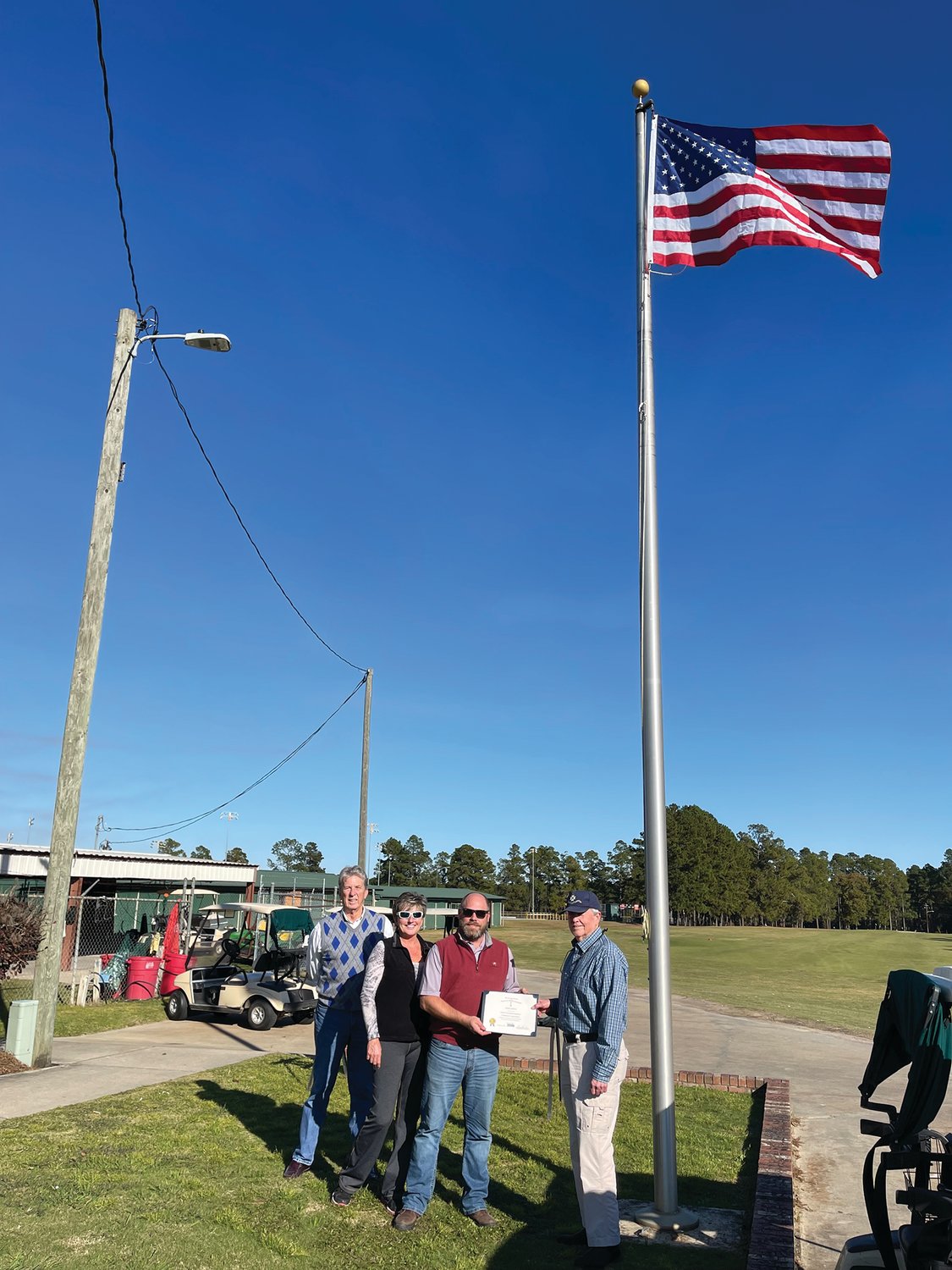 Wiregrass Presents 38th U.S. Flag Certificate to Swainsboro Golf and